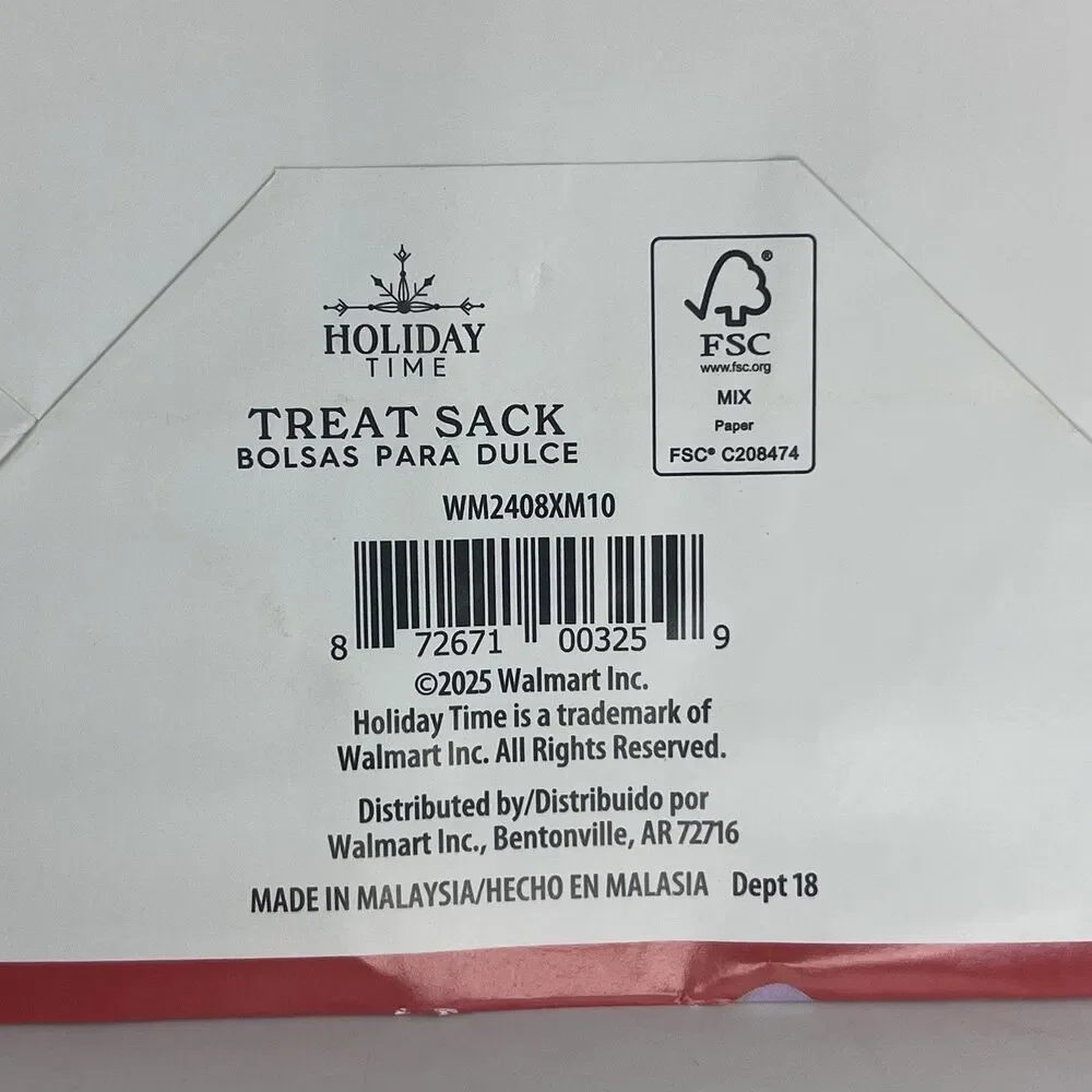 Treat Sack Red Bow Pattern Holiday Treat Bags Lot of 8 - New ~ Offers welcome!